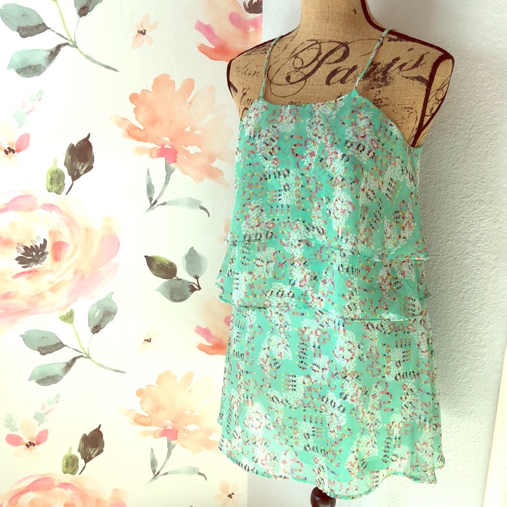 Mint green tiered ruffle dress
